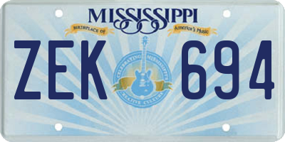 MS license plate ZEK694