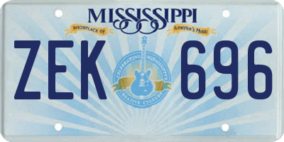 MS license plate ZEK696