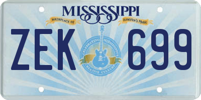 MS license plate ZEK699