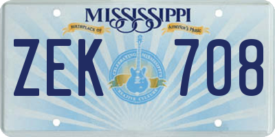 MS license plate ZEK708