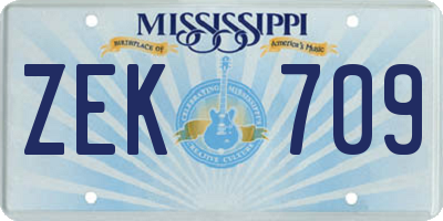 MS license plate ZEK709