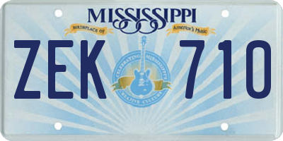 MS license plate ZEK710