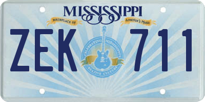 MS license plate ZEK711