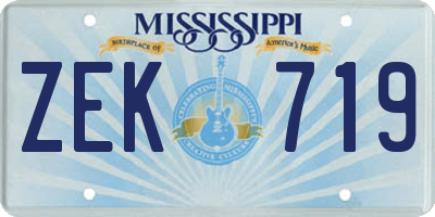 MS license plate ZEK719