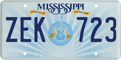 MS license plate ZEK723