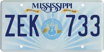 MS license plate ZEK733