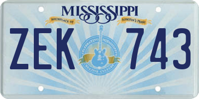 MS license plate ZEK743