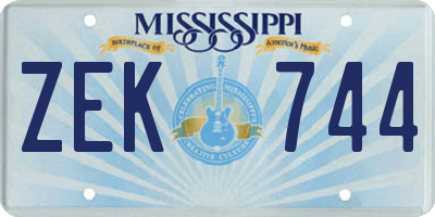 MS license plate ZEK744