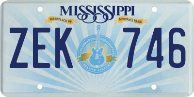 MS license plate ZEK746