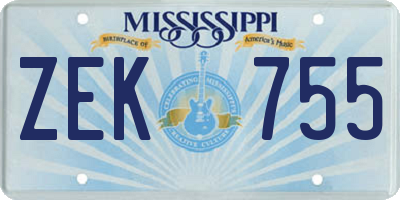 MS license plate ZEK755