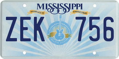 MS license plate ZEK756