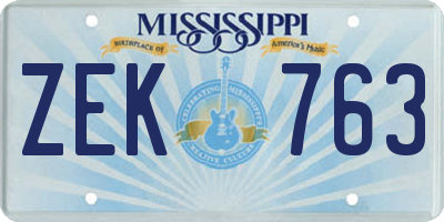 MS license plate ZEK763