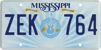 MS license plate ZEK764
