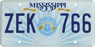 MS license plate ZEK766
