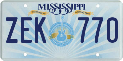 MS license plate ZEK770