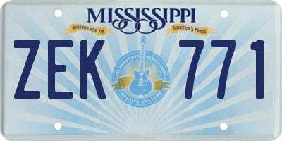 MS license plate ZEK771