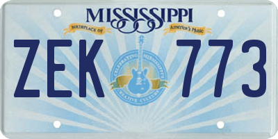 MS license plate ZEK773