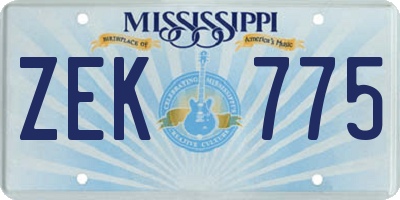 MS license plate ZEK775