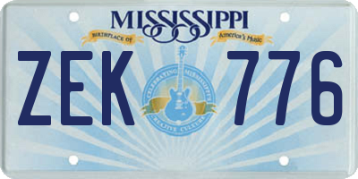 MS license plate ZEK776