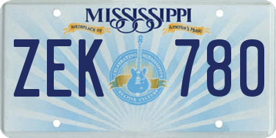 MS license plate ZEK780