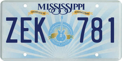 MS license plate ZEK781
