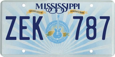 MS license plate ZEK787
