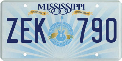 MS license plate ZEK790