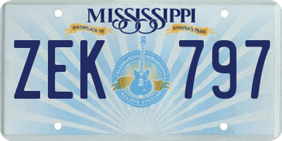 MS license plate ZEK797