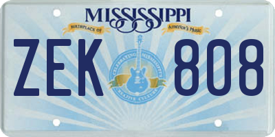 MS license plate ZEK808