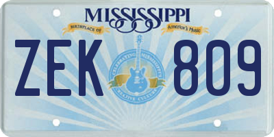 MS license plate ZEK809