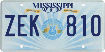 MS license plate ZEK810