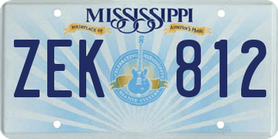 MS license plate ZEK812
