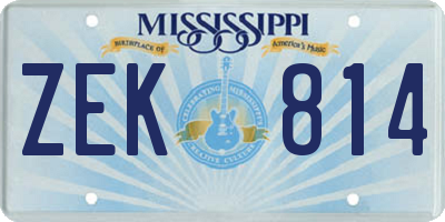 MS license plate ZEK814