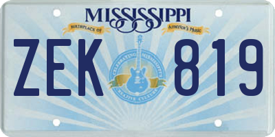 MS license plate ZEK819