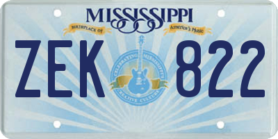 MS license plate ZEK822