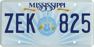 MS license plate ZEK825