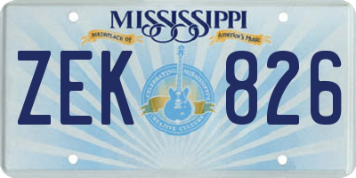 MS license plate ZEK826