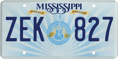 MS license plate ZEK827
