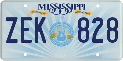 MS license plate ZEK828