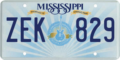 MS license plate ZEK829