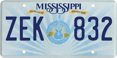 MS license plate ZEK832