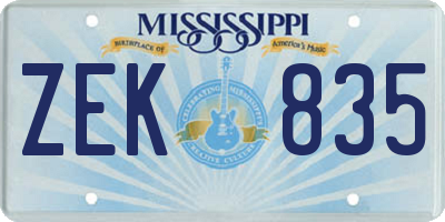 MS license plate ZEK835
