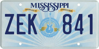 MS license plate ZEK841