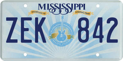 MS license plate ZEK842