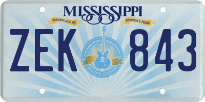 MS license plate ZEK843