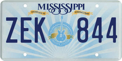 MS license plate ZEK844
