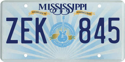 MS license plate ZEK845