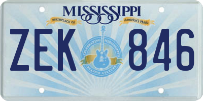 MS license plate ZEK846