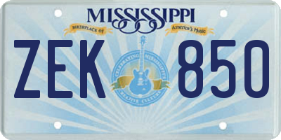 MS license plate ZEK850