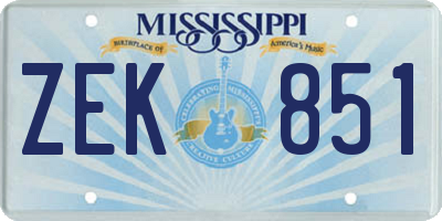MS license plate ZEK851